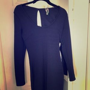 Tight blue long sleeve dress